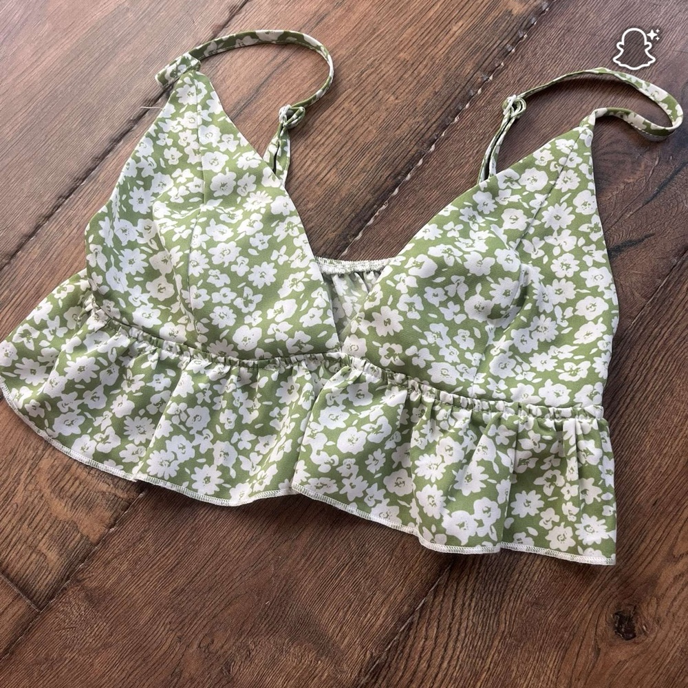 SHEIN Green Floral Camisole Top